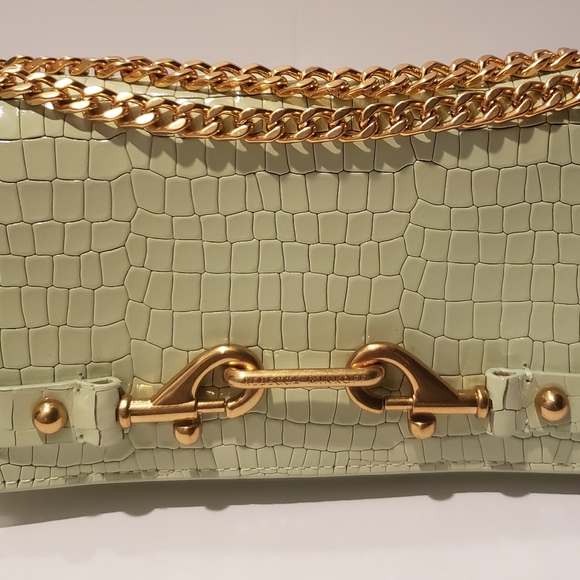 💖REBECCA MINKOFF Lou Mint Green Croc-Embossed Crossbody Bag NWT - Picture 17 of 17